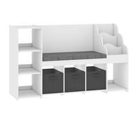 AIYAPLAY Scaffale Portagiochi per Bambini 3-8 Anni con Libreria a 3 Livelli, 3 Cassetti, 4 Scomparti, Cuscino, Bianco Aosom Italy