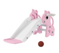 AIYAPLAY Scivolo per Bambini 1-3 Anni con Scaletta e Canestro da Basket, Rosa