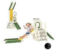 AIYAPLAY Scivolo per Bambini 1-3 Anni in HDPE con Arrampicata e Canestro, Crema