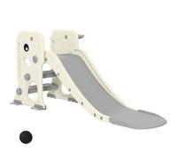 AIYAPLAY Scivolo per Bambini con Canestro e Palla da Basket Grigio e Crema