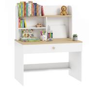 AIYAPLAY Scrivania Bambini con Libreria e Cassetto, 80x50x100 cm, Bianco