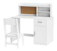 AIYAPLAY Scrivania Bambini con Scaffali, Armadietto, Cassetto e Sedia Bianco