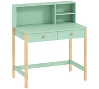 AIYAPLAY Scrivania per Bambini 5-12 Ani con 3 Ripiani e 2 Cassetti, in Legno, 90x52x105 cm, Verde Aosom Italy