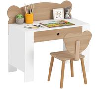 AIYAPLAY Scrivania per bambini con sedia a forma di orsacchiotto Scrivania per bambini con cassetto per studiare, leggere e disegnare Tavolo per bambini per camera da letto camera da studio naturale