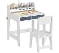 AIYAPLAY Scrivania per bambini con sedia, scrivania per bambini con 2 cassetti estraibili, ripiano e portabicchieri, per studiare, leggere e disegnare, scrivania per per camera da letto, sala