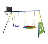 AIYAPLAY Set 2 Altalene da Giardino con Porta da Calcio e Canestro Età 3-8 Anni