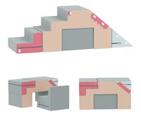 AIYAPLAY Set 2 Costruzioni Morbide per Bambini in Similpelle e Schiuma, 131x39x44 cm, Multicolore Aosom Italy