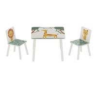 AIYAPLAY Set da 3 Pezzi con Tavolo per Bambini e 2 Sedie, Set di Arredo Cameretta e Salotto con Tavolino e Sedie per Bimbi da 3-8 Anni, Fantasia con Animali, Verde