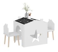 AIYAPLAY Set 2 Sedie per Bambini e Tavolino con Lavagna Età 3-8 Anni Bianco