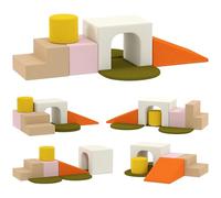 AIYAPLAY Set 8 Costruzioni Morbide per Bambini 0-3 Anni per Interni, Gioco per Bambini in Velluto e Schiuma PU Arancione