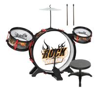 AIYAPLAY Set Batteria Giocattolo per Bambini 3-6 Anni con Sgabello Nero