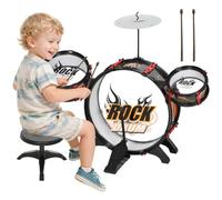 AIYAPLAY Set Batteria Giocattolo per Bambini 3-6 Anni con Sgabello Nero