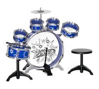 AIYAPLAY Set Batteria per Bambini con Grancassa con Pedale 3-6 Anni Blu | Gioco Musicale per Bambini, Tamburi Medi e Piccoli, Piatto, Sgabello