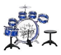 AIYAPLAY Set Batteria per Bambini con Grancassa, Tamburi, Piatto e Sgabello Blu
