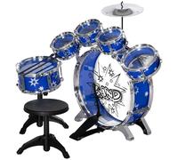 AIYAPLAY Set Batteria per Bambini con Tamburi, Grancassa, Piatto e Sgabello Blu