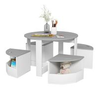 AIYAPLAY Set con Tavolo e Sgabelli per Bambini da 5 Pezzi Grigio