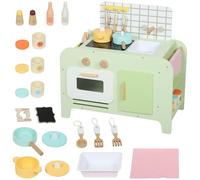 AIYAPLAY Set Cucina Giocattolo in Legno, Cucina per Bambini con 15 Accessori, Microonde, Lavandino e Armadietti, Età 3+ Anni, Verde