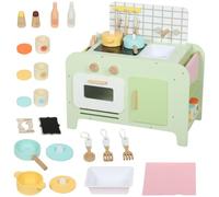 AIYAPLAY Set Cucina Giocattolo in Legno per Bambini, Microonde, Verde | Età 3+ Anni, 15 Accessori, Armadietti, Lavandino