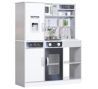 AIYAPLAY Set Cucina per Bambini in Legno con Luci e Suoni e Accessori, Bianco
