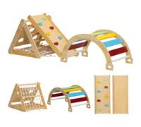 AIYAPLAY Set da arrampicata 7-in-1 per bambini, in legno con scivolo, Multicolore Aosom Italy