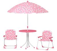 AIYAPLAY Set da Esterno per Bambini con 2 Sedie, Ombrellone e Tavolino Arancio