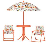 AIYAPLAY Set da Esterno per Bambini con 2 Sedie, Ombrellone e Tavolino Arancio
