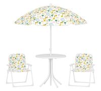 AIYAPLAY Set da Giardino 4 Pezzi per Bambini con Ombrellone 2-5 Anni Bianco