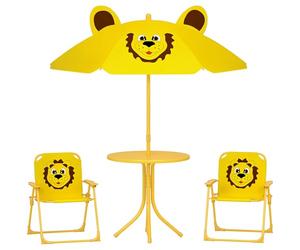 AIYAPLAY Set da Giardino 4 Pezzi per Bambini con Ombrellone 2-5 Anni Giallo