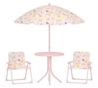AIYAPLAY Set da Giardino 4 Pezzi per Bambini con Ombrellone 2-5 Anni Rosa
