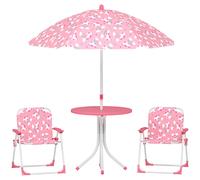 AIYAPLAY Set da Giardino per Bambini con 2 Sedie, Ombrellone e Tavolino Rosa