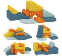 Aiyaplay Set di 9 blocchi di schiuma per bambini, coperture lavabili multicolori