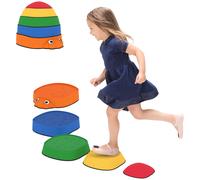 AIYAPLAY Set di Pietre di Equilibrio per Bambini Impilabili di 5 Pezzi Antiscivolo per Interni ed Esterni Multicolore Aosom Italy