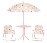 AIYAPLAY Set Esterno Tavolino, 2 Sedie e Ombrellone per Bambini 2-5 Anni