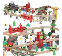 AIYAPLAY Set Ferroviario in Legno per Bambini 3+ Anni, 100 Pezzi, Multicolore