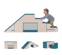 AIYAPLAY Set Gioco Morbido per Neonati, 2 Blocchi in Schiuma per Arrampicarsi e Gattonare con Rivestimento Sfoderabile, per Bambini 6 Mesi-3 Anni, Blu Scuro