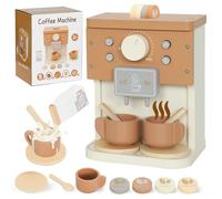 AIYAPLAY Set Macchina del Caffè Giocattolo in Legno per Bambini 3+ Marrone