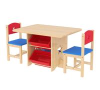 AIYAPLAY Set per Bambini con 2 Sedie e Tavolo con 4 Contenitori Portaoggetti