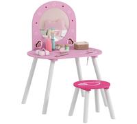 AIYAPLAY Set Postazione Trucco Bambina 3-6 Anni con Sgabello e Specchio, Rosa