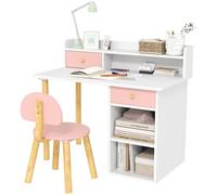 AIYAPLAY Set scrivania e sedia bimbi con cassetto e alzata 3-8 anni Rosa