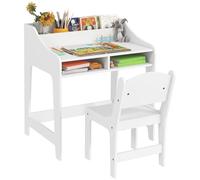 AIYAPLAY Set scrivania e sedia per bambini da 3 a 8 anni, ufficio per bambini e bambine con sedia, scomparti e ripiani aperti, per camera da letto, sala giochi, asilo, bianco