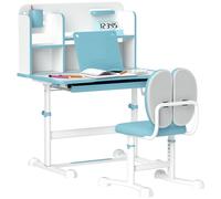 AIYAPLAY Set Scrivania e Sedia per Bambini Regolabili Cassetto e Scaffale Blu