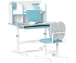 AIYAPLAY Set Scrivania e Sedia per Bambini Regolabili in Altezza, Blu