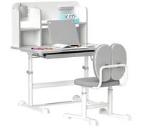 AIYAPLAY Set Scrivania e Sedia per Bambini Regolabili in Altezza, Grigio
