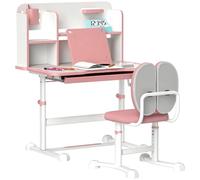 AIYAPLAY Set Scrivania e Sedia per Bambini Regolabili in Altezza, Rosa