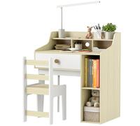 AIYAPLAY Set Scrivania per Bambini di 3-10 Anni e Sedia, con Ripiani