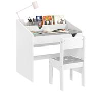 AIYAPLAY Set Sedia e Tavolino per Bambini con Organizer e Cassetto Grigio