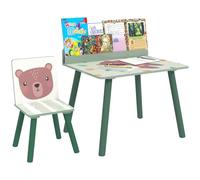 AIYAPLAY Set Sedia e Tavolino per Bambini con Ripiano Portaoggetti Verde
