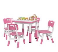 AIYAPLAY Set Tavolo e Sedie per Bambini 5 pz in PP e Legno
