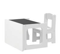 AIYAPLAY Set Tavolino e Sedia per Bambini 3-6 Anni con Piano Reversibile, Bianco