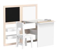 AIYAPLAY Set Tavolino e Sedia per Bambini 3-8 Anni in Legno con Lavagne, Bianco